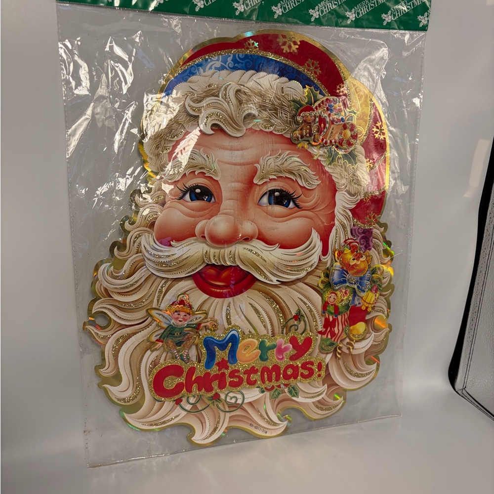 Vintage‎ 3D Glitter Santa/Merry Christmas Decoration/Wall/Door